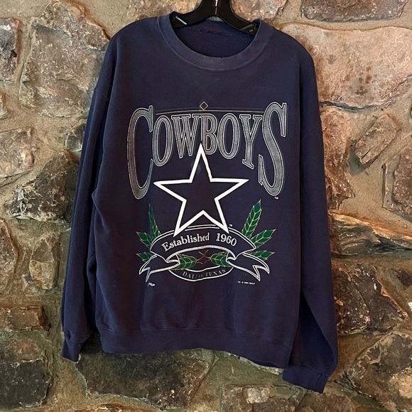 Vintage 1995 Dallas Cowboys Football Long Sleeve Blue Sweatshirt - Picture 1 of 2